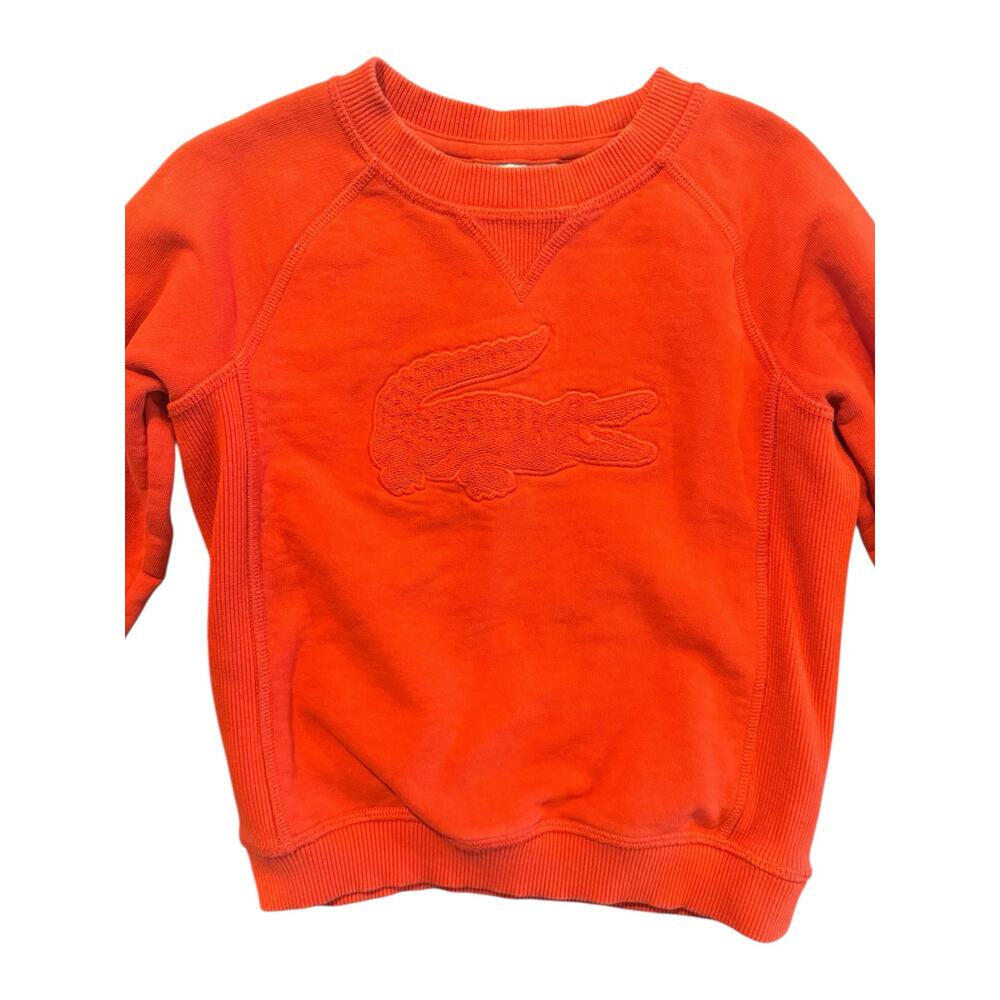 Lacoste Kids Red Orange Crocodile Logo Sweatshirt Size 4 - Picture 2 of 6